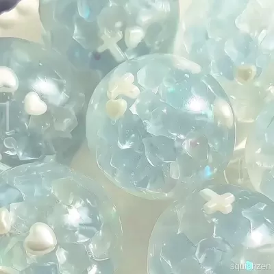 Gel-like Texture Moonlight Ice Cube Stress Ball Zip-tie Fidget Toy (5cm ball skin)