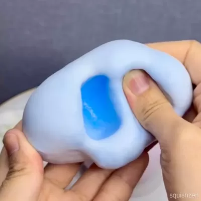 Handmade white thin-skin blue/ pink sand stress ball fidget zip-tie style