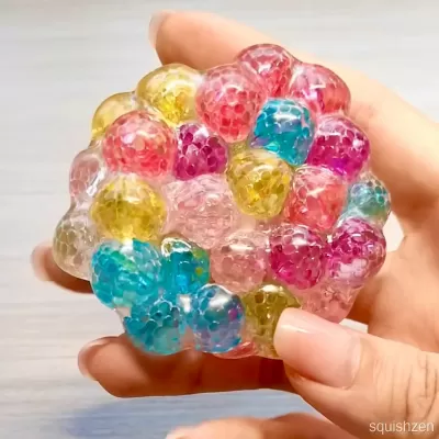 Handmade Rainbow-Colored Noisy Stress Ball Zip-tie Fidget Toy