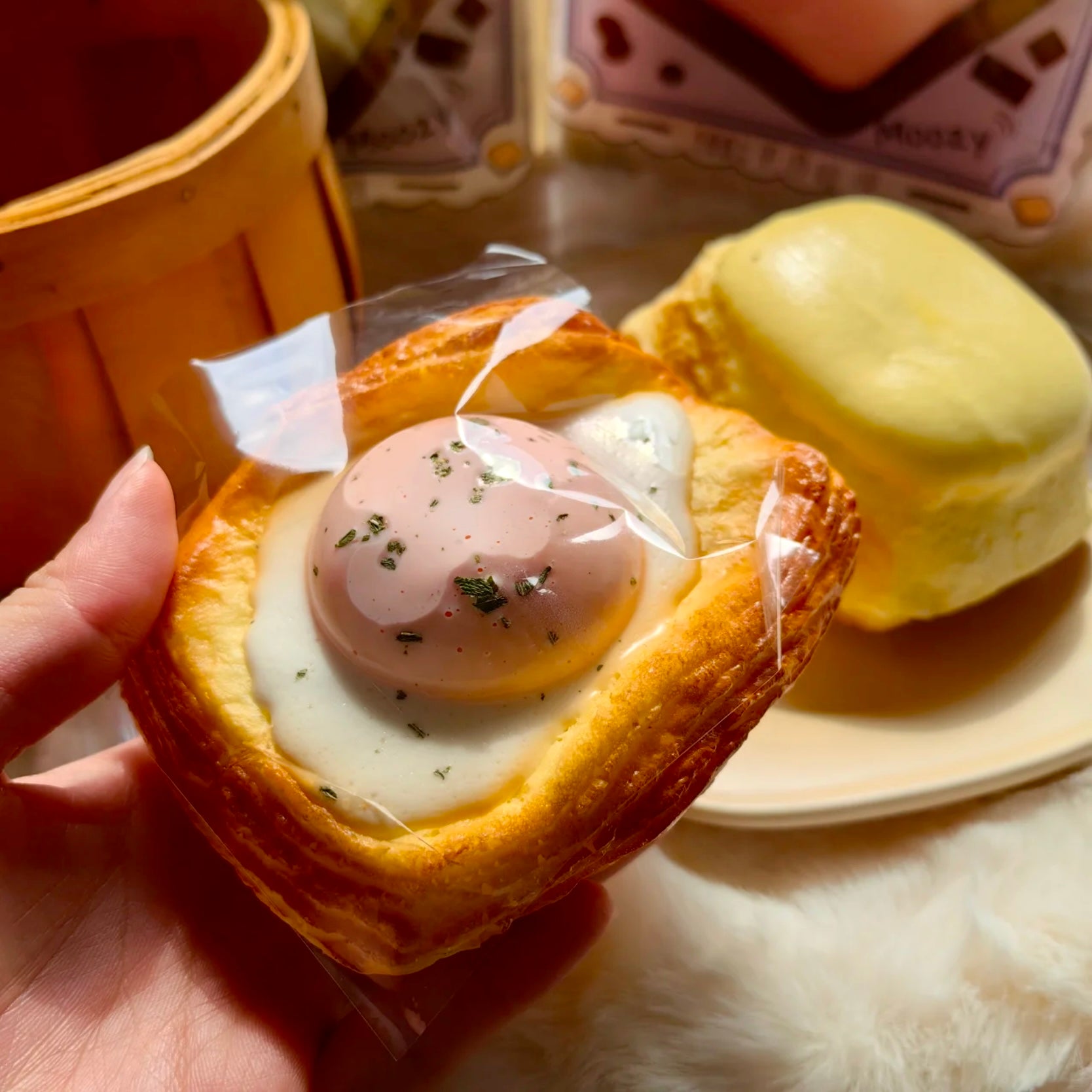 Egg toast stress relief slow rising squishy toy - Charming Cheese
