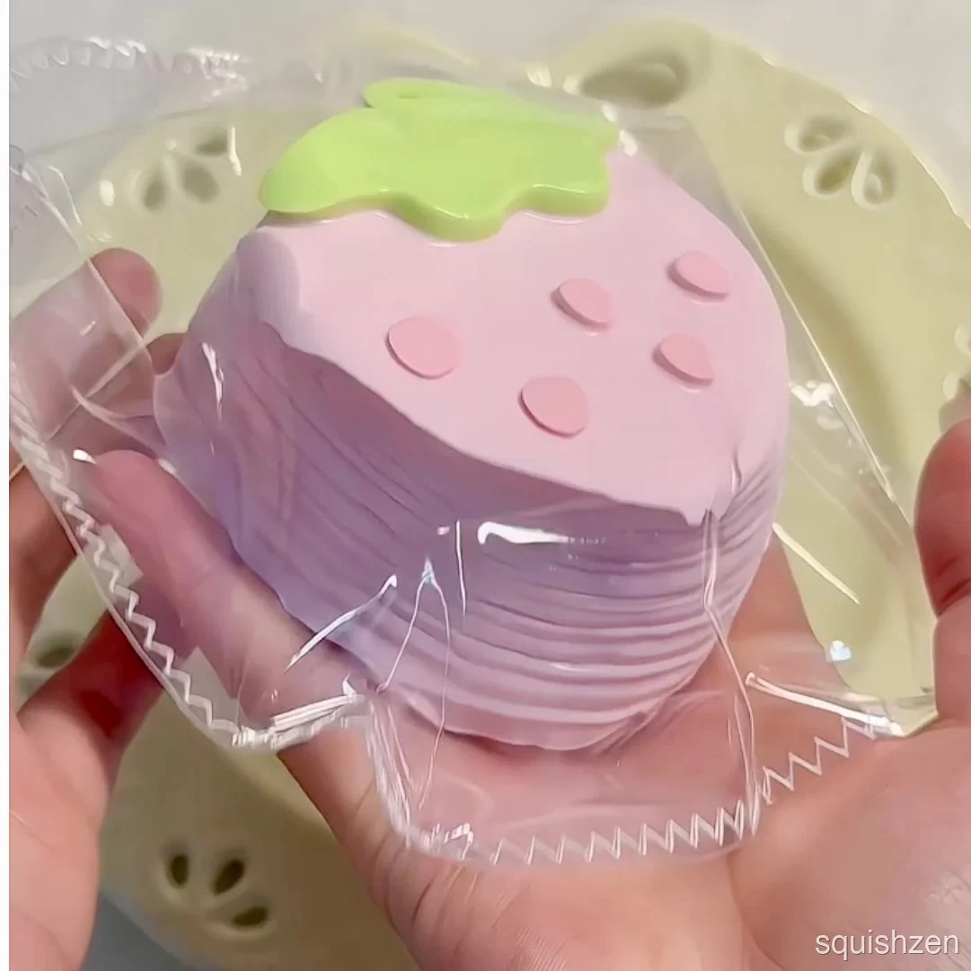 Strawberry Mille Crepe Cake Taba Squishy Toy