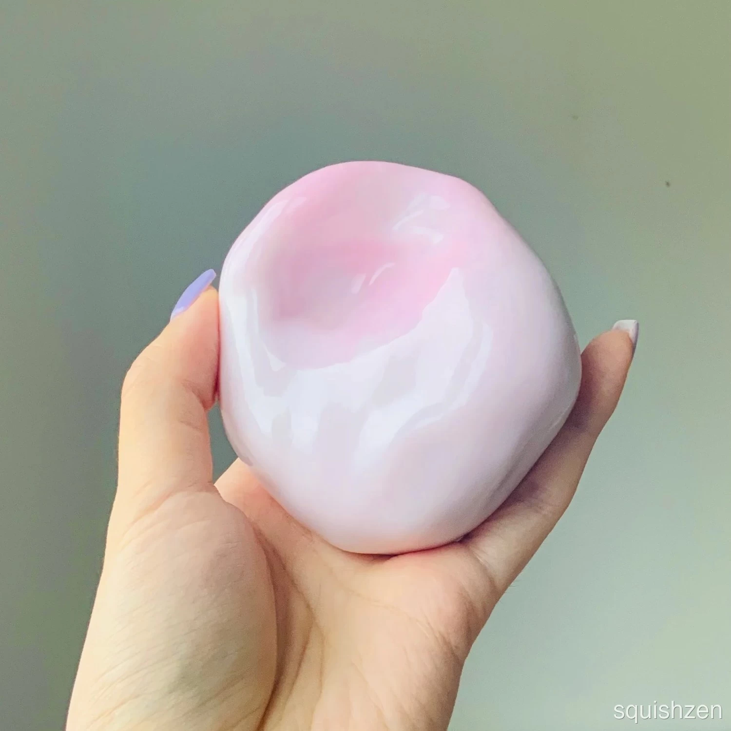Handmade white thin-skin blue/ pink sand stress ball fidget zip-tie style