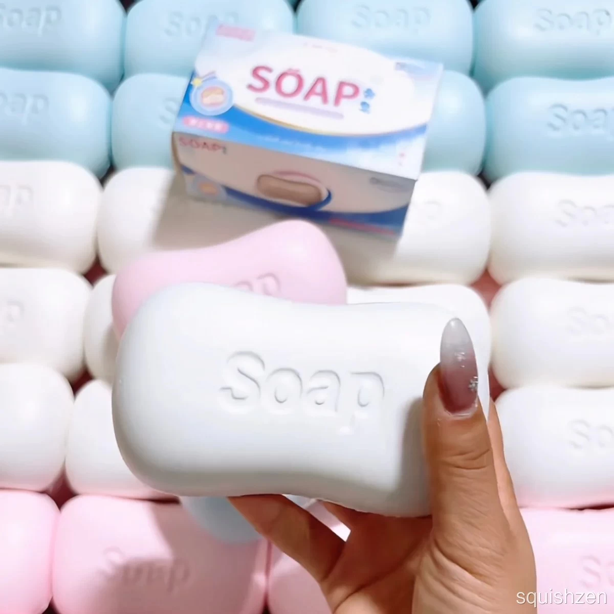 Super Soft White / Pink Cartoon Soap 🫧 Stress Relief Slow-rising Squishy Toy