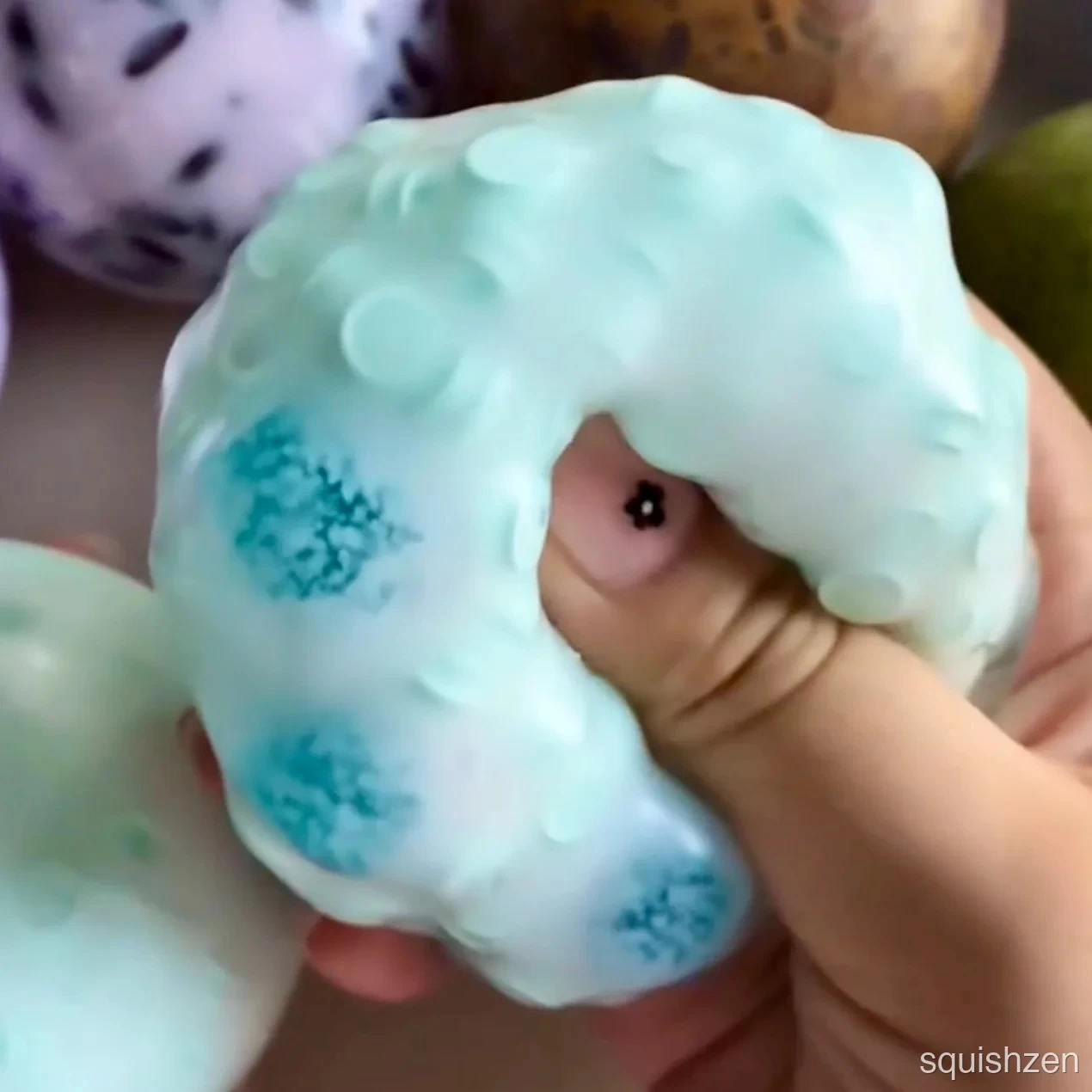White Peach & Mint Green Sugar Balls & Round Blocks Handmade Stress Ball (6cm)