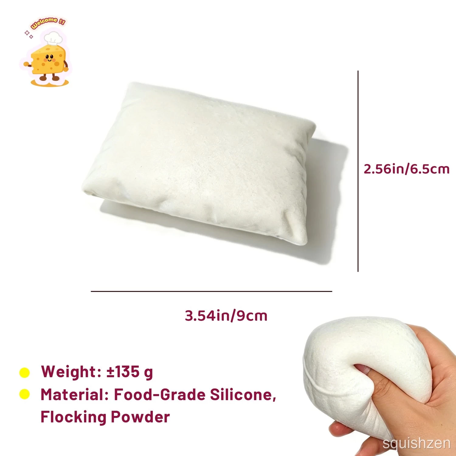 Flocked White Pillow Taba Squishy Toy