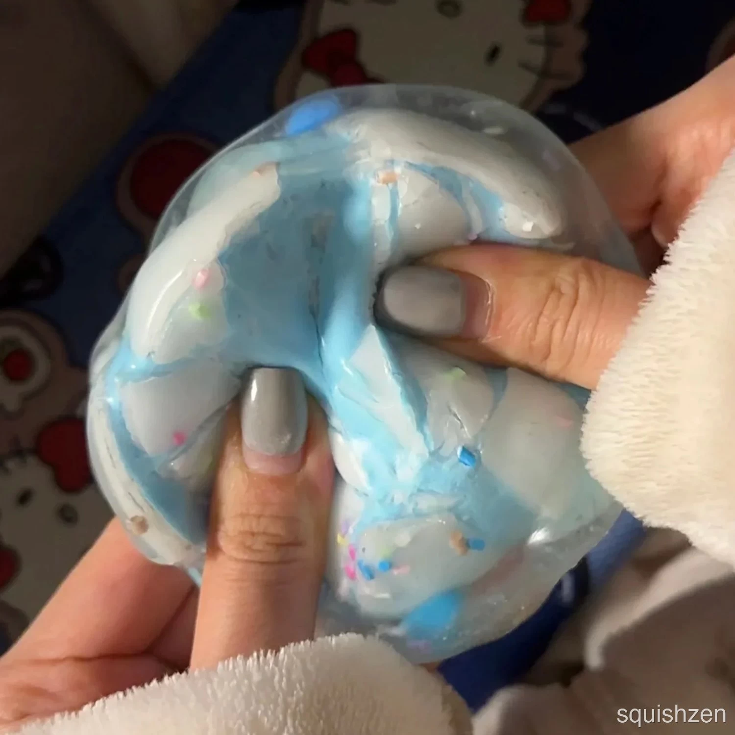 Wax Crispy Shell Sugar Crystals Macaron Blue Stress Relief Handmade Ball