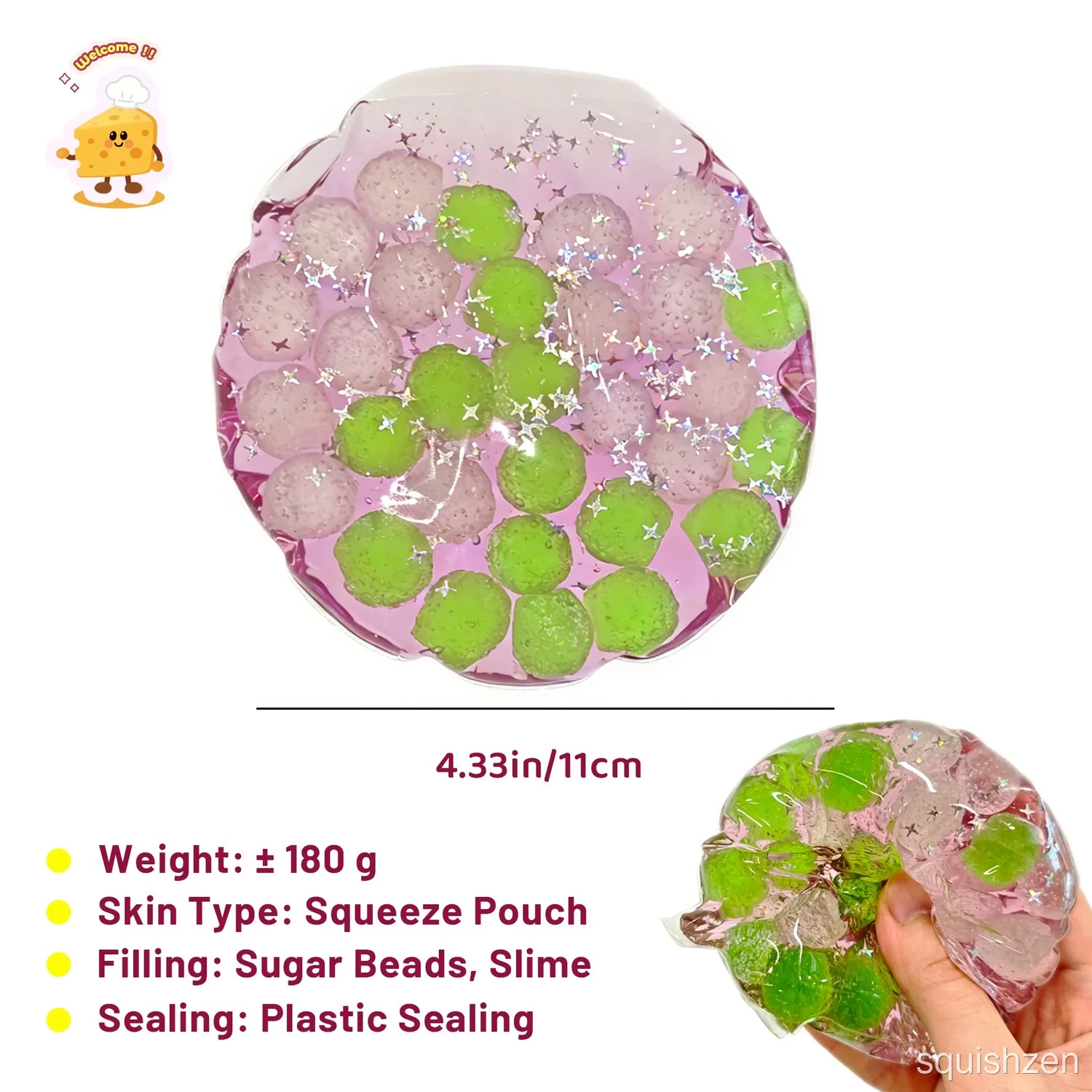 Juicy Grape Sugar Ball Handmade Squeeze Pouch