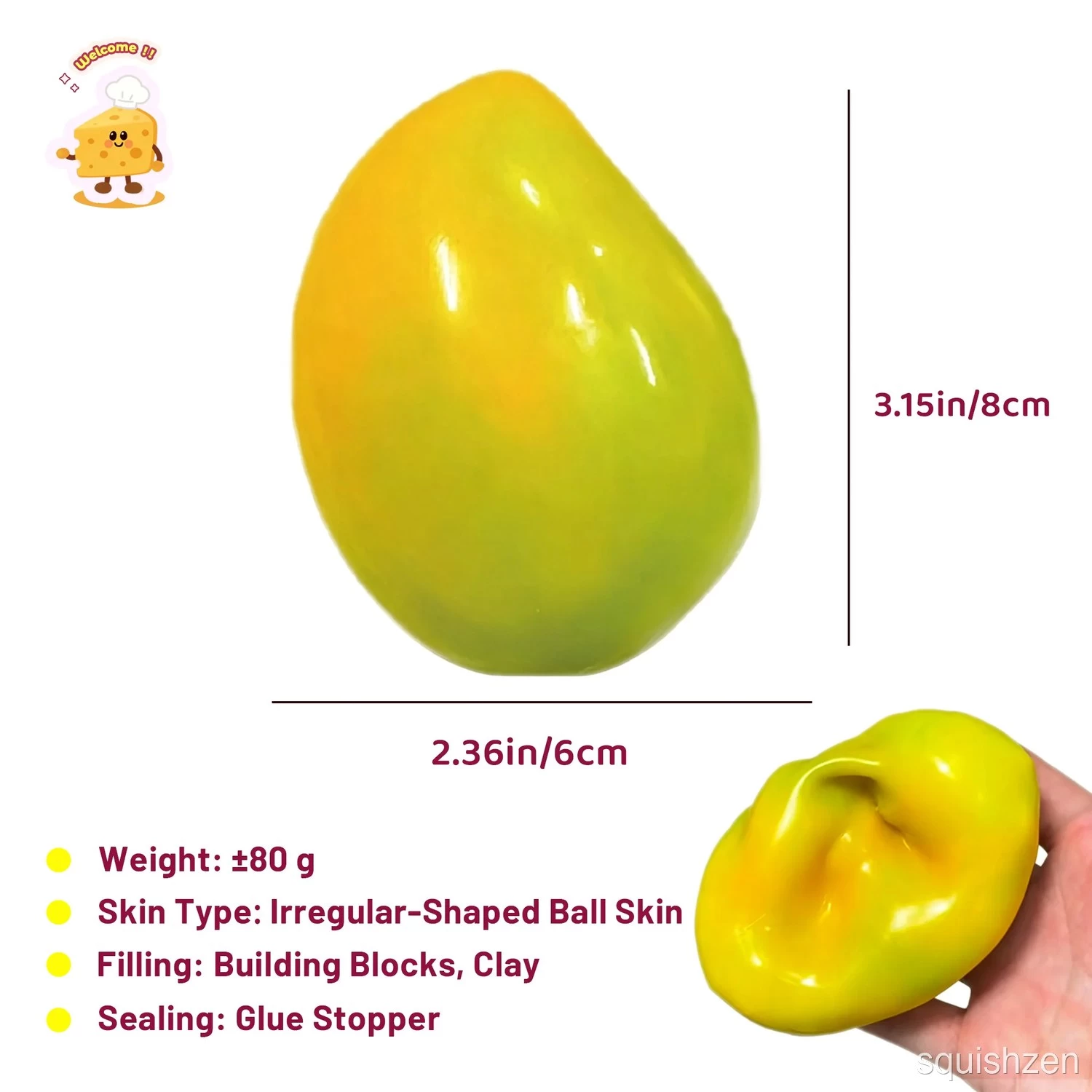 Crispy Yellow-green Color-changing Mango Handmade Stress Ball