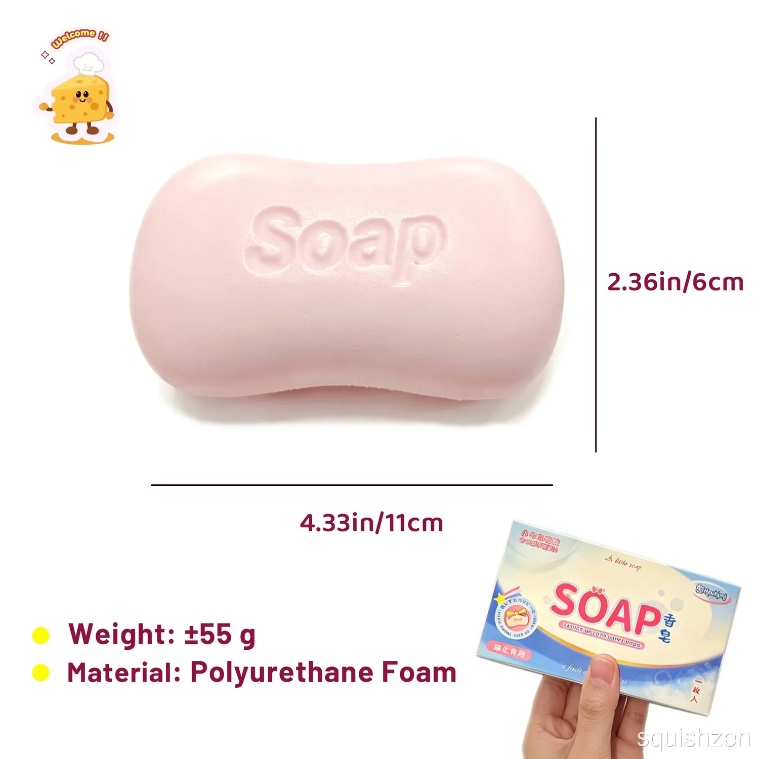 Super Soft White / Pink Cartoon Soap 🫧 Stress Relief Slow-rising Squishy Toy