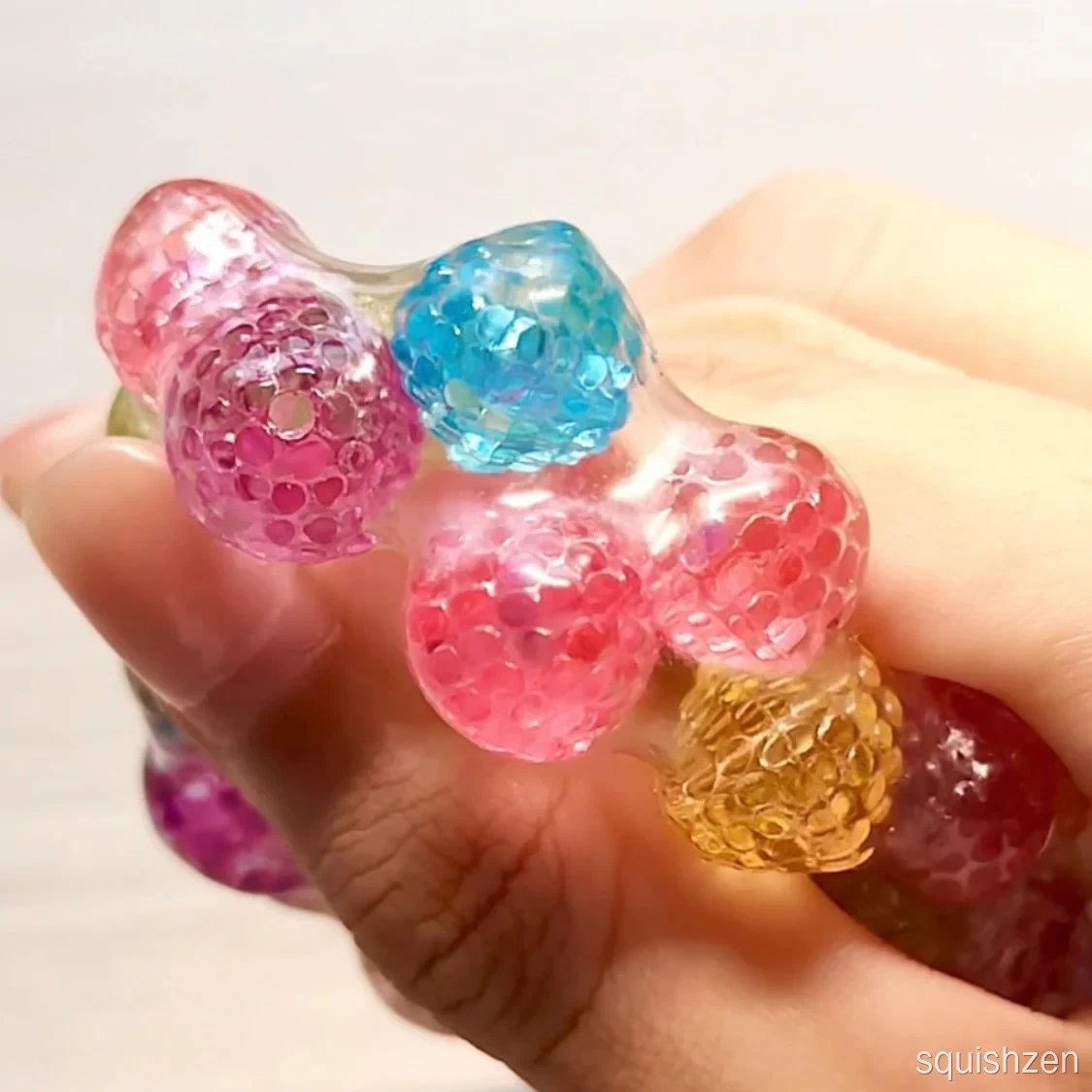 Handmade Rainbow-Colored Noisy Stress Ball Zip-tie Fidget Toy