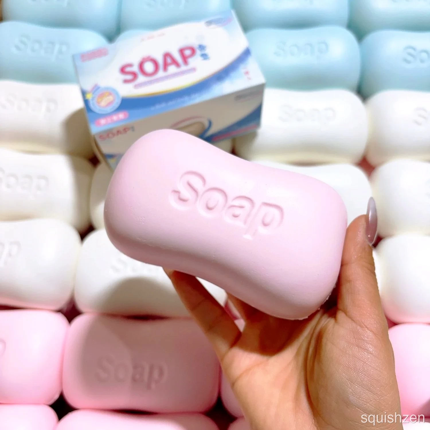 Super Soft White / Pink Cartoon Soap 🫧 Stress Relief Slow-rising Squishy Toy