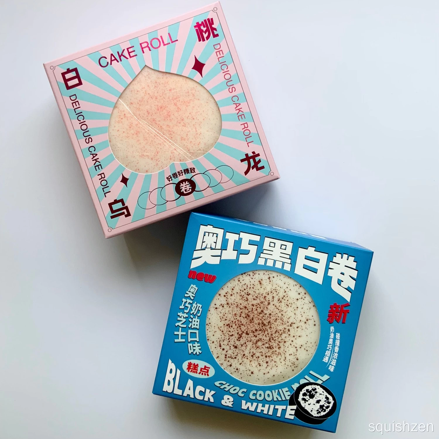 White Peach Cake Roll & Oreo Chocolate Cake Sticky Slow-rising Squishy Toy