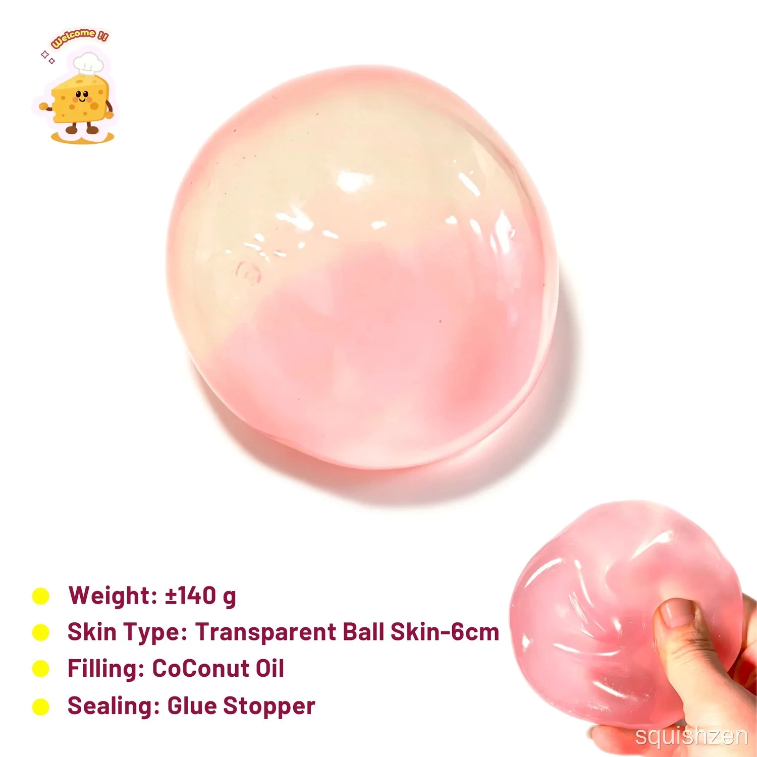 Green /Blue /Pink Dual-color Filling Coconut Oil Malleable Handmade Stress Ball