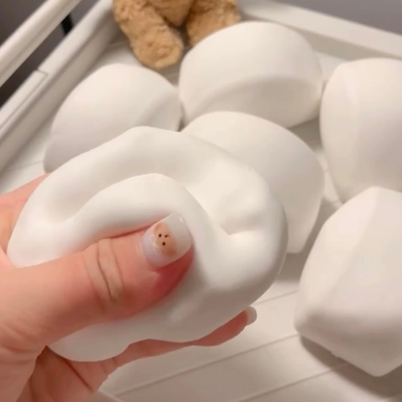 Crispy Building Block White Steamed Bun Handmade Stress Ball - Charming Cheese