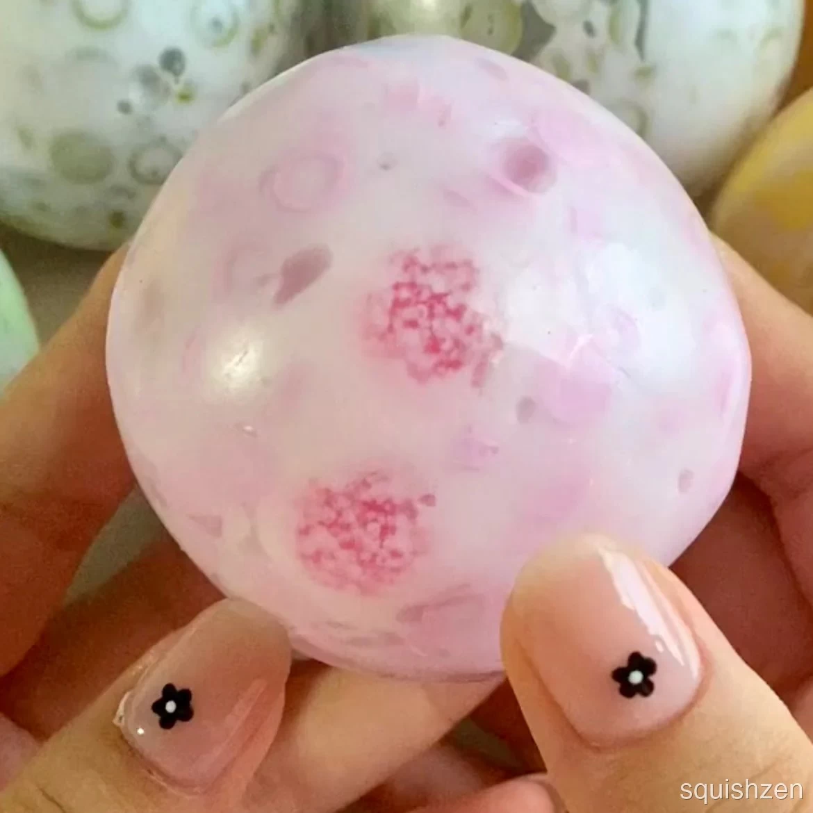 White Peach & Mint Green Sugar Balls & Round Blocks Handmade Stress Ball (6cm)