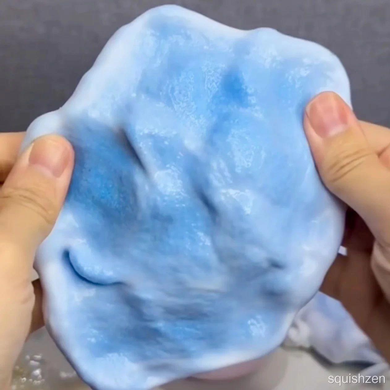 Handmade white thin-skin blue/ pink sand stress ball fidget zip-tie style