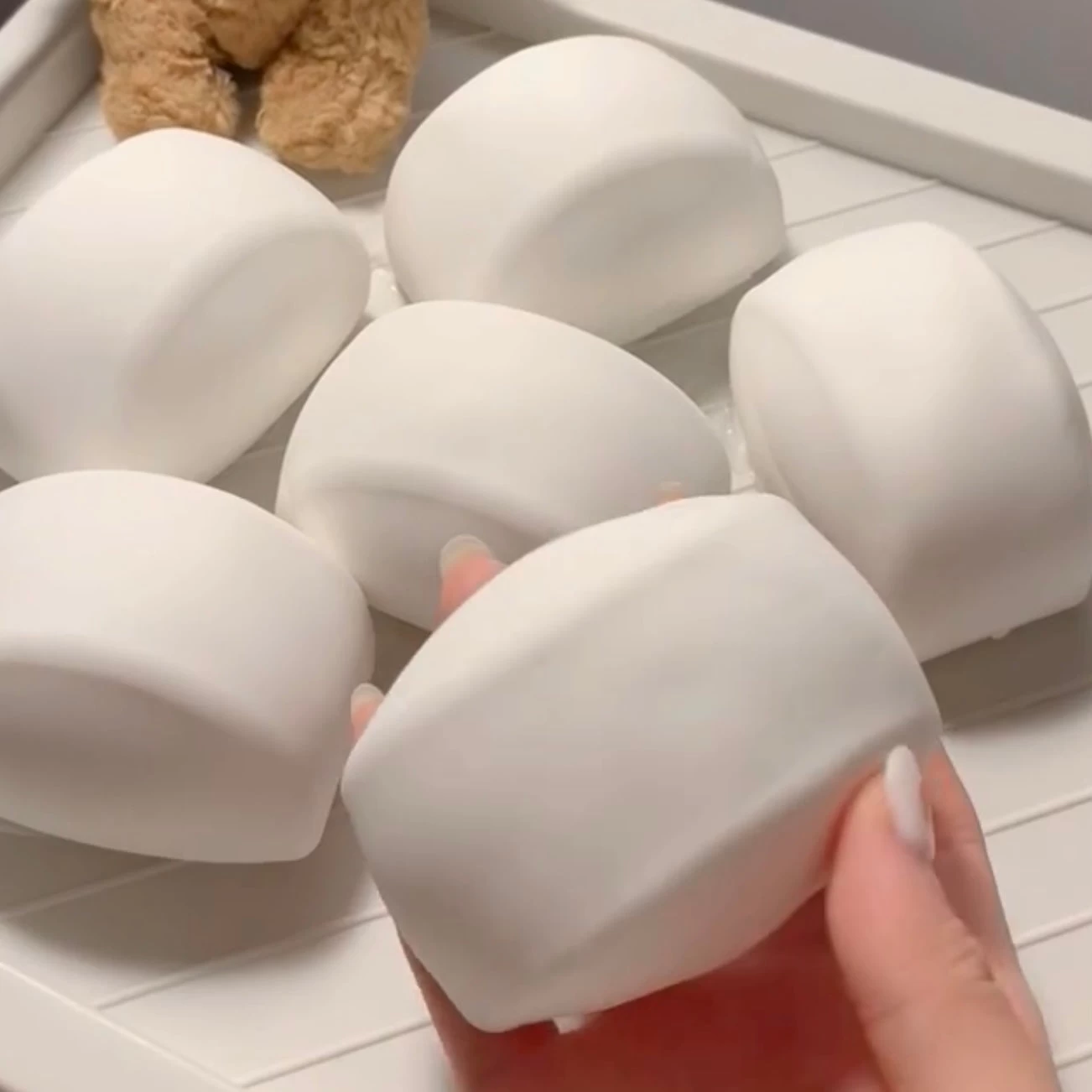 Crispy Building Block White Steamed Bun Handmade Stress Ball - Charming Cheese